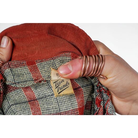 Vintage 1940s/50s Wool Plaid Button-up Shirt-Waist Dress w Corduroy Collar | S/M - Picture 10 of 10